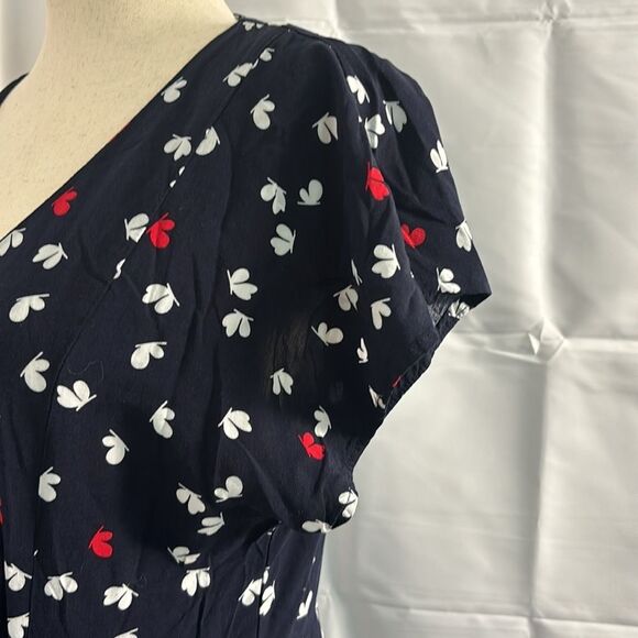 Mango Navy Blue Butterfly Maxi Dress Size 6 - Picture 7 of 12